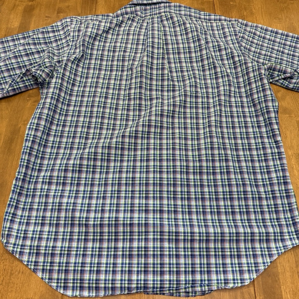 Ralph Lauren shirt men's large 16.5 blue green classic plaid preppy button down - Picture 7 of 12